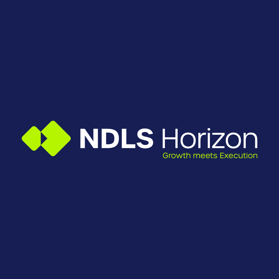 NDLS Horizon logo — white and lime-green wordmark on a navy background, tagline ‘Growth meets Execution’.
